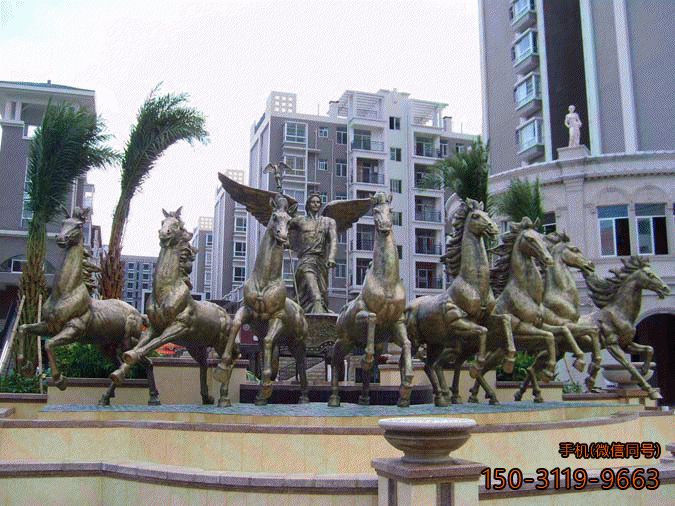 阿波羅青銅戰(zhàn)車(chē)_景區(qū)廣場(chǎng)八馬動(dòng)物景觀雕塑