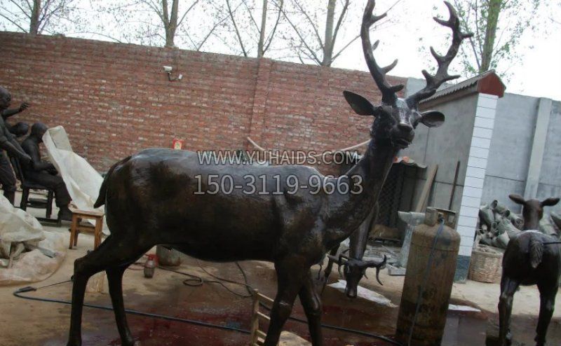 公園梅花鹿小鹿動物銅雕 公園梅花鹿小鹿動物銅雕