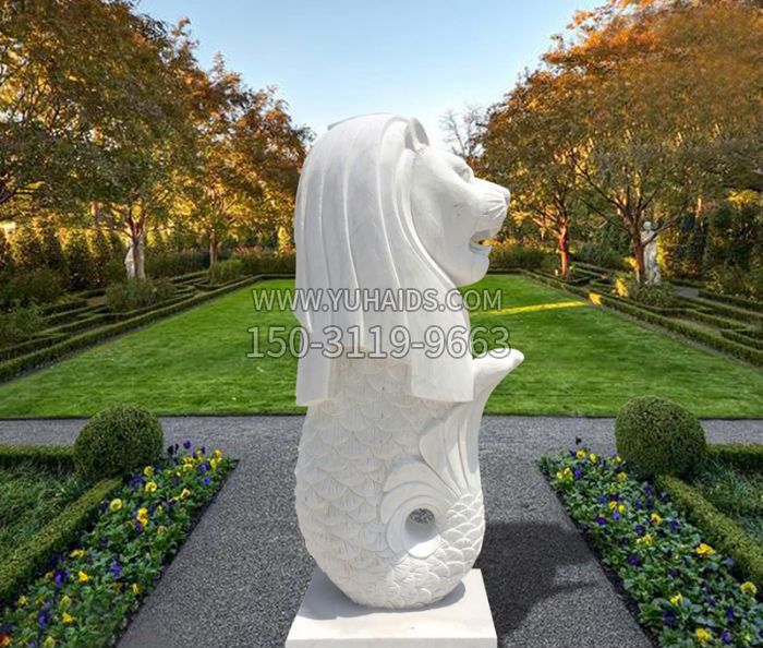 漢白玉魚(yú)尾獅公園景觀石雕 漢白玉魚(yú)尾獅公園景觀石雕