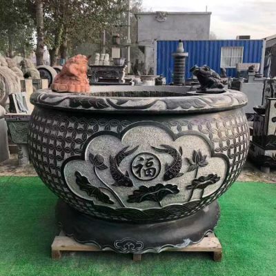 青石大水缸，石雕缸