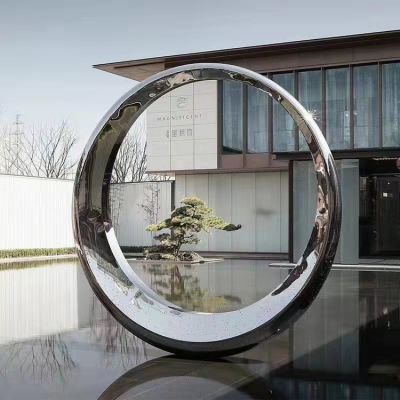 不銹鋼鏡面幾何戶外廣場會(huì)所圓環(huán)雕塑