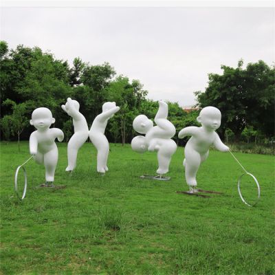 戶外人物玻璃鋼抽象小孩，公園學(xué)校廣場裝飾