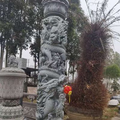 盤(pán)龍柱，青石石雕龍柱子