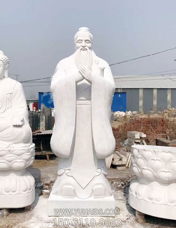 學院孔子儒家創(chuàng)始人教育家漢白玉雕塑