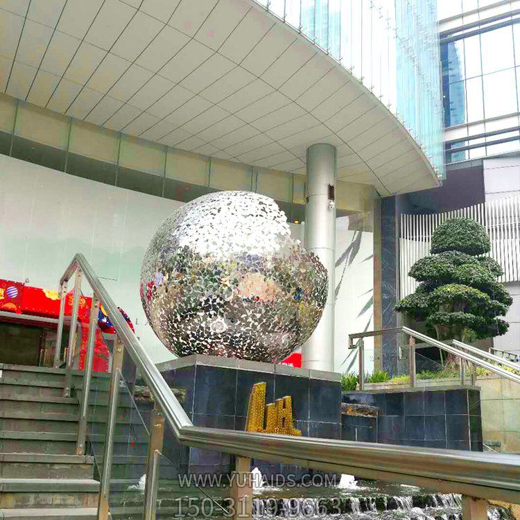 不銹鋼拋光鏤空景觀球商場(chǎng)戶(hù)外大型雕塑