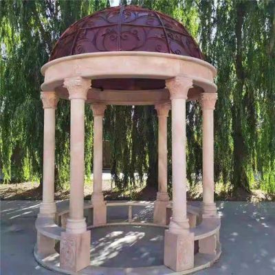 歐式石雕涼亭，鐵藝半球型圓頂亭子