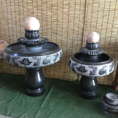 小型室內(nèi)黑色大理石風水球水缽，辦公家用招財風水擺件