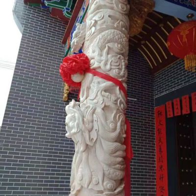 景區(qū)大型盤龍柱 氣勢(shì)雄厚奪目大型擺件園林景觀石雕龍柱雕塑