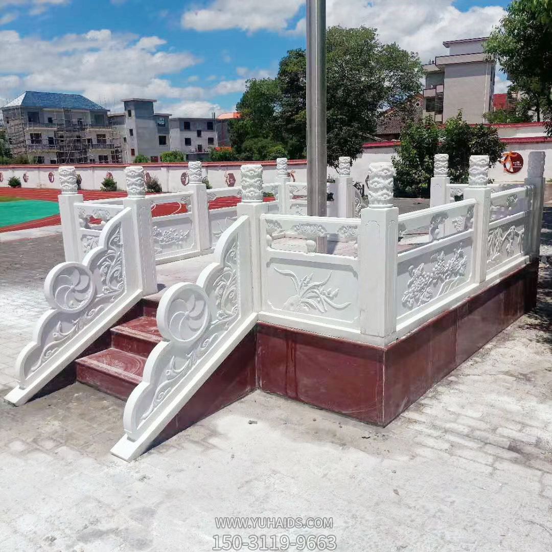 漢白玉旗臺(tái)，學(xué)校升旗臺(tái)欄桿雕塑