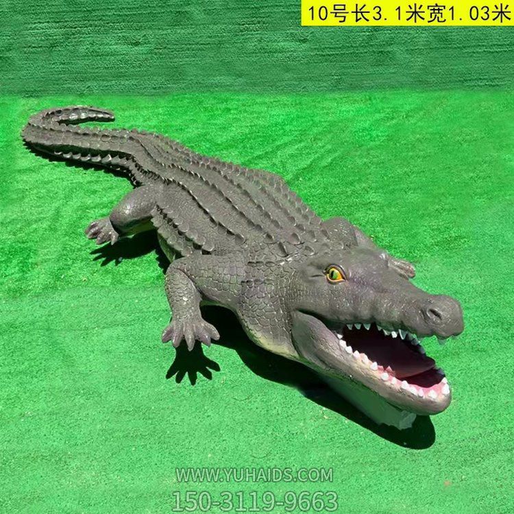 玻璃鋼鱷魚(yú)，仿真爬行動(dòng)物雕塑