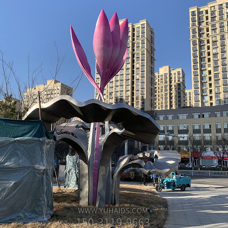城市路政裝飾雕塑，不銹鋼花朵景觀雕塑