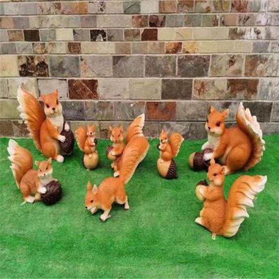玻璃鋼仿真松鼠動物模型廣場景觀落地?cái)[件