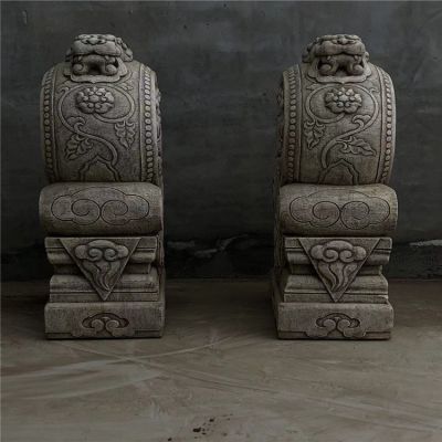 庭院門(mén)口一對(duì)鎮(zhèn)宅抱鼓石雕塑