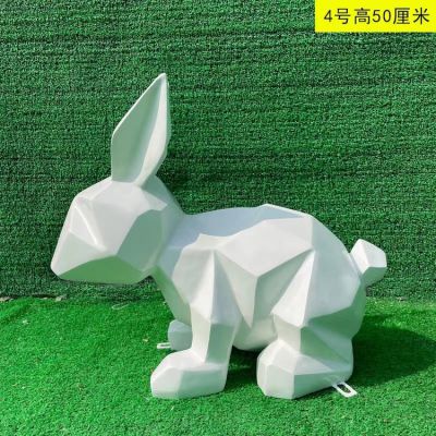 玻璃鋼兔子，幾何塊面兔子造型雕塑