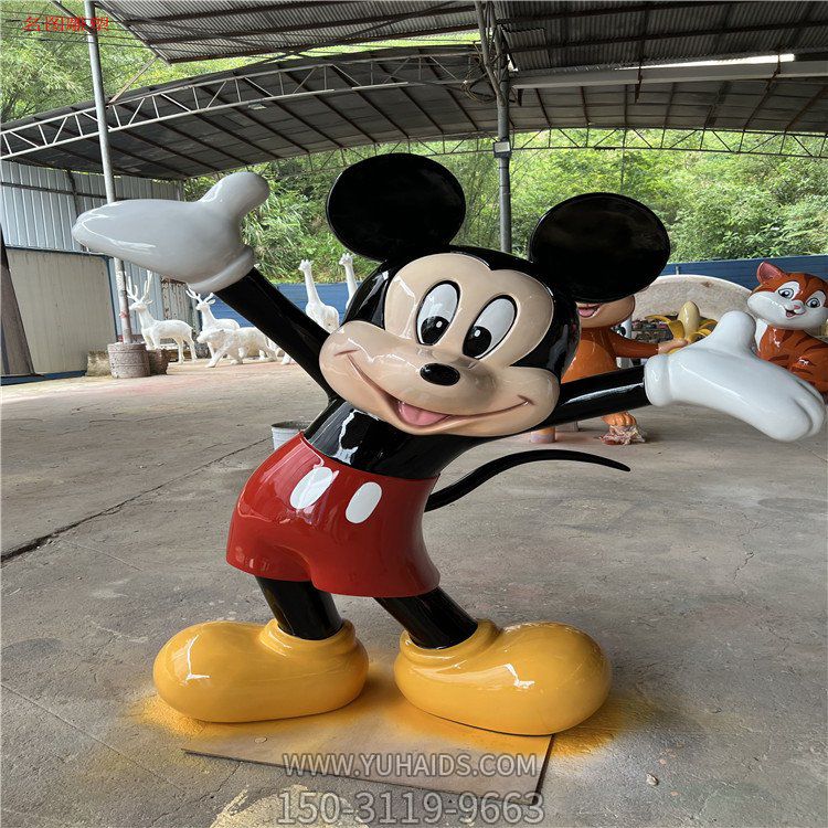米老鼠玻璃鋼卡通人物雕塑，幼兒園游樂園動漫人物擺件