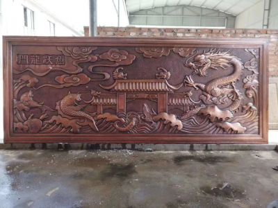 魚(yú)躍龍門紫銅浮雕
