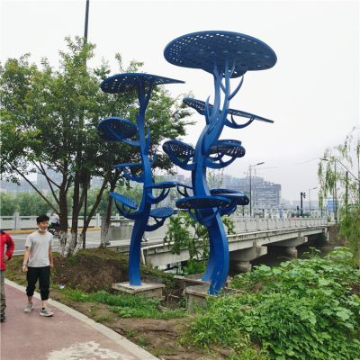 戶(hù)外園林廣場(chǎng)大型不銹鋼鏤空噴漆樹(shù)城市景觀(guān)地標(biāo)