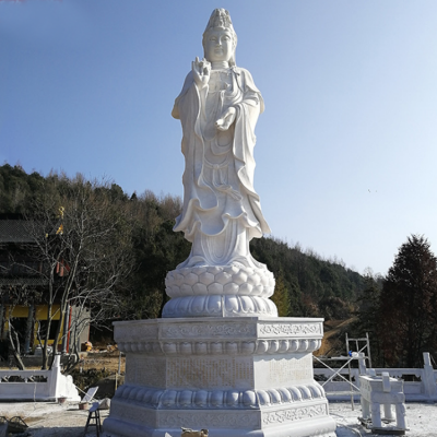 觀音佛像，漢白玉滴水觀音石雕石像
