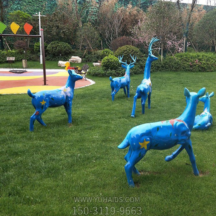 梅花鹿，公園草坪裝飾動(dòng)物擺件雕塑