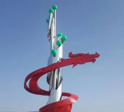 廣場(chǎng)戶(hù)外不銹鋼抽象龍雕塑