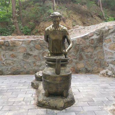 玻璃鋼仿銅戶(hù)外景觀人物雕塑