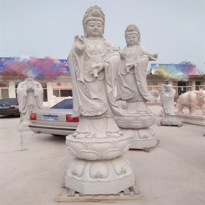 寺院擺放大型砂巖雕刻滴水觀(guān)音雕像
