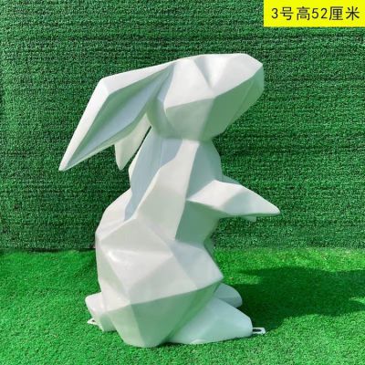 站立的兔子，幾何抽象玻璃鋼兔子