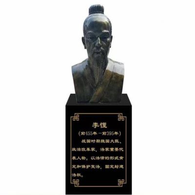 李悝頭像，玻璃鋼歷史名人銅雕胸像