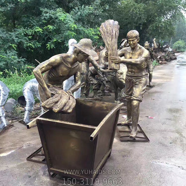 打麥子，民俗生活勞動(dòng)人物雕塑