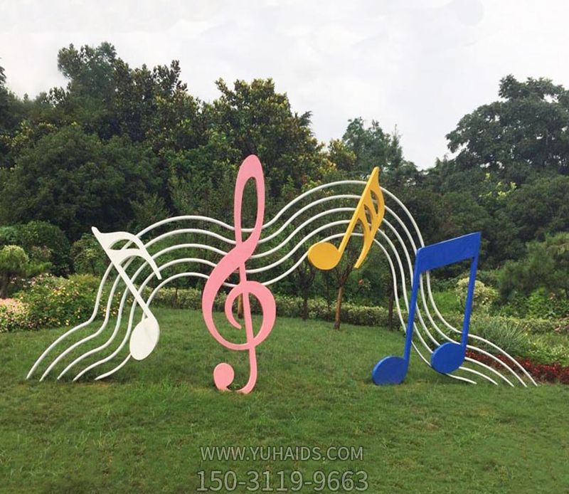 公園草坪擺放不銹鋼跳動的音符雕塑 公園草坪擺放不銹鋼跳動的音符雕塑