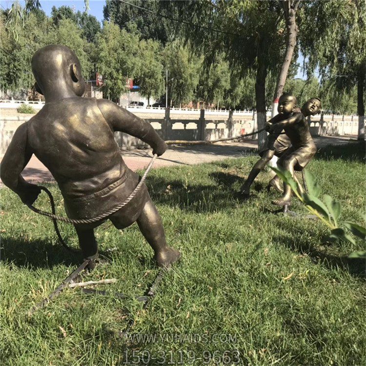 拔河，玻璃鋼民俗生活場(chǎng)景雕塑