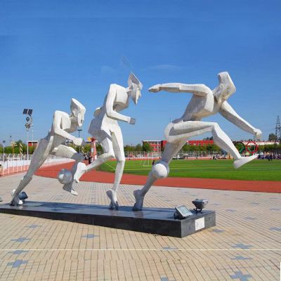 踢球，不銹鋼網(wǎng)格運(yùn)動(dòng)人物景觀雕塑