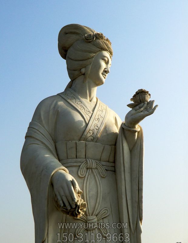 十二花神之十月芙蓉花花蕊夫人漢白玉古代美女雕像 十二花神之十月芙蓉花花蕊夫人漢白玉古代美女雕像