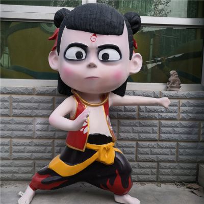 電影院玻璃鋼彩繪戶(hù)外園林景觀哪吒雕塑